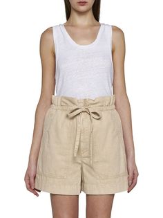 Marant Etoile's Ipolyte shorts in sand-tone denim featuring a ruffled elasticated waist with adjustable drawstring, side pockets and back buttoned pockets.?Size Type: France WomenGender: WomenMaterial: NATURAL (VEG)->COTTON100 %Color: BeigeMade in: TNProduct ID: SH0095FAB1H04E23SD*Import tax/duty will be calculated at checkout (If applicable) Summer Utility Bermuda Knee-length Shorts, Utility Style Knee-length Bermuda Shorts For Summer, Utility Bermuda Knee-length Shorts For Summer, Utility Summer Shorts, Summer Utility Shorts With Drawstring, Spring Neutral Shorts With Elastic Waistband, Utility Shorts With Drawstring, Utility Style Drawstring Shorts, Utility Drawstring Shorts For Summer