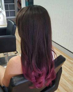 Burgundy Hair Ends, Long Hair Pink Ends, Black Hair With Ends Dyed, Pink Ends Hair Black, Pink Hair Ends Brunette, Black Hair Pink Ends, Dipped Ends Hair Color, Black Hair With Pink Ends, Colored Ends Of Hair Brunettes