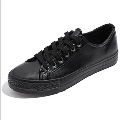 Women's Sneakers Casual Canvas Shoes Solid Colors Low Top Lace Up Flat Fashion. Nwot. These Canvas Shoes Are Built With Comfort And Durability That You Will Love! Sneakers Casual Canvas Black Low-top Platform Sneakers With Laces, Casual Black Platform Sneakers With Laces, Black Platform Sneakers For Streetwear, Black Casual Platform Sneakers With Vulcanized Sole, Black Leather Lace-up Canvas Shoes, Black Casual Platform Sneakers With Rubber Sole, Black Leather Low-top Canvas Shoes, Black Low-top Platform Sneakers, Black Casual Platform Sneakers With Flat Heel