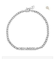 "NEW NEW NEW Customized name bracelet on a cute curb link chain Available silver and gold! Perfect gift for anyone!! This bracelet is: -sterling silver -14K gold plated -stamped 925 Bracelet comes with attached extension. **In the \"letter to seller\" section please include your email address** Free shipping in the US!! If you have questions please don't hesitate to ask. Happy shopping!!" Metal Nameplate Bracelet With Name Detail, Everyday Silver Charm Bracelet With Custom Name, Trendy Cuban Link Curb Chain Bracelet As Gift, Trendy Silver Metal Name Bracelet, Trendy Cuban Curb Chain Bracelet As Gift, Trendy Silver Curb Chain Bracelet, Silver Name Bracelet In Metal, Silver Metal Name Bracelet, Trendy Silver Name Bracelets