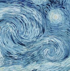 an artistic painting with swirls in blue and white