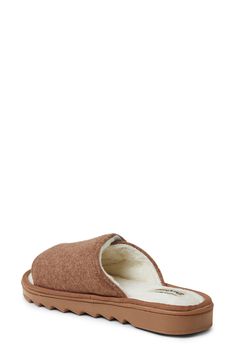 A snugly machine-washable slide slipper cut from a cozy knit features a pillowy footbed that delivers comfort with every step. Adjustable hook-and-loop strap Textile upper and lining/synthetic sole Imported Training Tops, Flip Flop Slippers, Clutch Pouch, Designer Crossbody Bags, Cozy Knit, Sweaters And Leggings, Sandals Brands, Summer Accessories