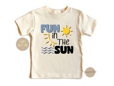 Get ready for some beachside fun with our Beach Kids Shirt collection! 🏖️☀️ Whether you're building sandcastles, splashing in the waves, or simply soaking up the sun, our Fun In The Sun Shirt is the perfect attire for your little ones. Designed with vibrant colors and cheerful prints, these Vacation Kids Shirts capture the essence of summer adventures. Made with soft and breathable fabric, our Summer Baby Shirts ensure comfort all day long, while our Travel Kids Shirts add a touch of wanderlust Playful Tops For Beach Season Playtime, Summer Cotton T-shirt For Ocean Activities, White Tops For Ocean Activities In Summer, Funny Print Tops For Summer Playtime, Cotton T-shirt For Summer Ocean Activities, Summer Funny Print T-shirt For Playtime, Summer Fun Playtime Shirt, Playful Summer Shirt For Playtime, Fun Summer Playtime Shirt