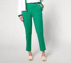 Invite says "business casual". Bet you're glad you've got these 24/7 Stretch pull-on ankle pants in your closet. Their polished center-leg crease lends a just-pressed appearance (without the hassle of handling a hot iron!) for a put-together look that took no effort at all. From Isaac Mizrahi Live!TM. Hot Iron, Petite Pants, Isaac Mizrahi, Athletic Apparel, Ankle Pants, Skirt Suit, T Shirt Top, Ankle Length, Business Casual