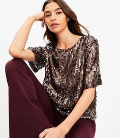 grp_750133_9277 Glamorous Contrast Sequin Top For Fall, Glamorous Fall Tops With Contrast Sequin, Holiday Shimmer Tops For Festive Occasion, Festive Shimmer Tops For Holiday, Festive Holiday Shimmer Tops, Festive Glitter Tops For Party Season, Glamorous Sequined Tops For Party Season, Holiday Shimmer Tops For Night Out, Embellished Glamorous Top For Date Night