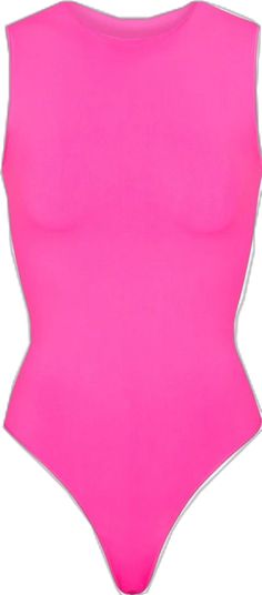 a woman's pink swimsuit with silver trim