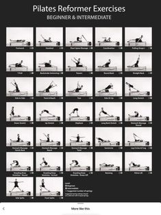 an exercise poster showing how to do pilates for beginners and intermediaists