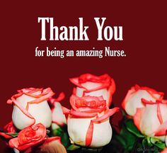 red and white roses with the words thank you