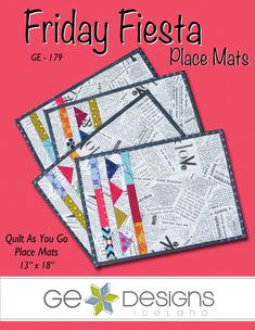 three pieces of paper with the words friday fiesta place mats