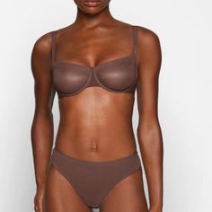 Color: Cocoa Details Flatter Your Curves In This Sheer, Sexy Balconette Designed With Comfortable, Next-Level Mesh. This Minimal Coverage Style Has A Seamless Raw Edge Finish, Making It Invisible Under Clothing, Plus Soft, Flexible Underwire For All The Support You Need Features Sheer Molded Unlined Cups, Smoothing Microfiber Wings, Skims Logo On Front Wing, And Hook And Eye Back Closure. Fits True To Size. Sheer Full Coverage Fitted Bra, Fitted Seamless Brown Bra, Sheer Fitted Low-cut Bra, Fitted Sheer Low-cut Bra, Fitted Low-cut Sheer Bra, Low-cut Sheer Fitted Bra, Sheer Fitted Push-up Bra, Sheer Push-up Bra, Sheer Fitted Underwire Bra