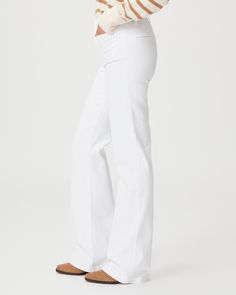 Crafted in comfort stretch white denim with a high-rise waist, this wide leg reflects the sailor styling trend that we've been seeing on the runway with front patch pockets. This long and lean silhouette is ultra chic in crisp white, finished with clean faux welt pockets in the back. | Leenah Wide Leg Jean - Crisp White | Size 26 Nye Outfits, The Sailor, Denim Jumpsuit, White Denim, Hat Hairstyles, Holiday Outfits, Sweater Jacket, Leg Jeans, Sweater Top