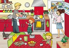 an image of a family in the kitchen