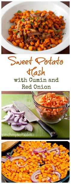 sweet potato dish with cumin and red onion