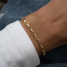 "Dainty paperclip style bracelet. Great for stacking!  - - - D E T A I L S - - - * We use a THICK plating of 14k Gold or Rhodium plating over brass * Available in 6.25\", 6.5\", 6.75\" or 7\" + .5\" Extension  * Lobster Clasp Closure * Nickel-free Made with 100% Pure Love! ♡ Happy to answer any questions you may have! 🥰 Let's Connect! 🥰 IG: samijewels_" Diamond Bezel Bracelet, Bezel Bracelet, Chunky Earrings, Silver Chain Style, Gold Armband, Trombone, Minimalist Bracelet, Dainty Bracelets, Layered Bracelets