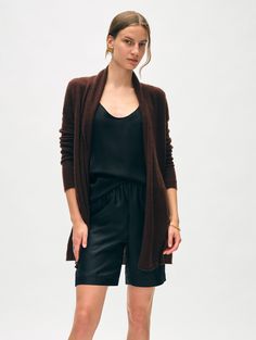 The longest-running piece at White + Warren, the Cashmere Trapeze Cardigan is a chic fingertip-length open sweater that works on every body type. No matter what color you choose, you'll want to wear this timeless style season after season. Details Straight fit. Long sleeve. Length in size small is 32 1/2". The model is 5'11 1/2" and is wearing a size small. 100% Cashmere. Hand wash cold or dry clean. Do not twist or wring. Reshape and lay flat to dry. Warm iron if needed. Style #11092 Cashmere Travel Wrap, Open Sweater, Cardigan Top, White Cardigan, Wrap Sweater, Sweater Sale, Knitwear Cardigan, Fall Shopping, No Matter What