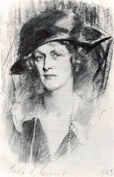 a drawing of a woman wearing a hat