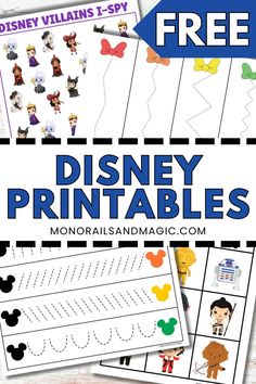 disney printables for kids to practice their handwriting and numbers