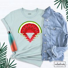 Watermelon Sun Shirt, Summer Fruit T-Shirt, Watermelon Festival Shirt, Sweet Summer Fruit Apparel, Summer Vibe Shirt, Fruit Sunset T-Shirt. Hi! Welcome to our store. It's good to see you here. Our aim is to offer you first-class clothing in your most beautiful moments with our graphic t-shirts that we designed or designed with your ideas. I am sure you will like our designs for your family, friends and you. IMPORTANT MATTERS FOR ORDERING: 1-) Please check and review all photos. 2-) Our sizes are Summer Green Tops With Funny Print, Fun Watermelon Colored Tops For Summer, Fun Watermelon Color Tops For Summer, Fun Watermelon Color Summer Tops, Fun Watermelon Colored Summer Tops, Casual Watermelon Colored Short Sleeve Top, Fun Watermelon Colored Short Sleeve Tops, Trendy Green Tops With Fruit Print, Cute Green Top With Fruit Print