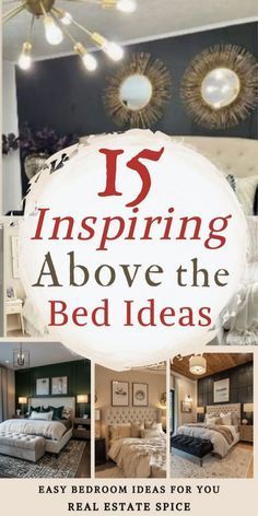 the cover of 15 inspirational bedroom ideas for your real estate space, including lamps and bed linens