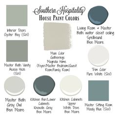 the different shades of paint that are used in this house and home decorating project