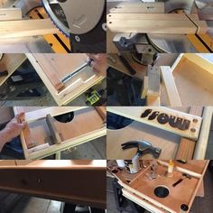 several pictures of various woodworking tools being made