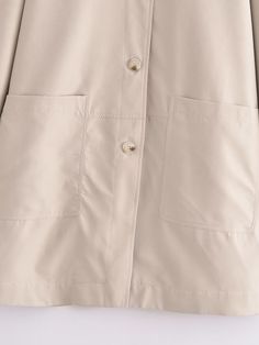 F00210957-104 Cream Single-breasted Button-up Outerwear, Beige Lapel Collar Outerwear With Button Closure, Beige Collared Utility Jacket With Button Closure, Beige Utility Jacket With Lapel Collar And Buttons, Beige Collared Outerwear With Button Closure, Beige Collared Outerwear With Pockets, Beige Outerwear With Hidden Button Closure For Spring, Spring Beige Outerwear With Hidden Button Closure, Spring Neutral Outerwear With Button Cuffs