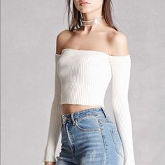 Nwt Forever 21 Of The Shoulder Top. Slightly Different Than Cover Photo, See Pictures. This Top Is Super Cute, Comfy And Stretchy. Chic Forever 21 Crop Top, Of The Shoulder Top, High Tech Fashion, Relaxed Outfit, Bohemian Tops, Summer Attire, Lakme Fashion Week, Womens Fashion Edgy, Crop Top Outfits