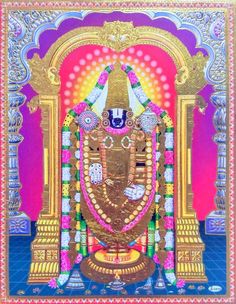 an image of lord ganesha in the midst of colorful colors and golds