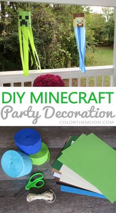 the diy minecraft party decoration is made with paper and scissors