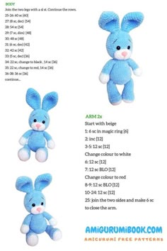 the instructions for how to make a stuffed rabbit