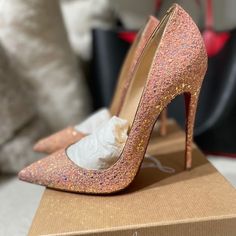 Christian Louboutin So Kate 120 Glitter Dragonfly Pompadour Size 40.5/10.5 Sparkle Louboutin Heels, Louboutin Heels So Kate, Christian Louboutin Pink Heels, Christian Louboutin Glitter Heels, Louboutin Heels & Wedges, Louboutin So Kate, Pink Dragonfly, Fancy Heels, Very High Heels