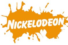 an orange ink blotch with the word nickelodeon on it's side