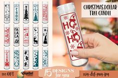 a person holding up a christmas candle with the word hope on it and twelve designs for you