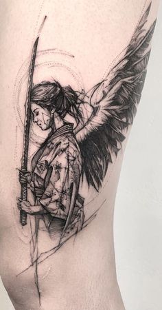 Sketch Art Tattoo Style, Unique Half Sleeve Tattoos, Sketch Style Tattoos, Tattoo Henna, Wallpaper Disney, Geniale Tattoos, Badass Tattoos, Angel Tattoo, Tattoo Life