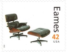 a postage stamp with an eames chair and ottoman