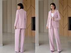 Women's Classical 2-piece Formal Pants Suit. Wide Leg Palazzo Pants Suit in Rose Pink.blazer and Trousers Set. Bridesmaids Pants Suit. - Etsy Pink Suits For Spring Evening, Pink Formal Suits With Straight Pants, Elegant Pink Suit With Straight Pants, Tailored Pink Suit With Straight Pants, Pink Tailored Suit With Straight Pants, Elegant Pink Evening Pantsuit, Pink Fitted Wide Leg Sets, Elegant Pink Evening Suit, Pink Fitted Sets With Wide Leg