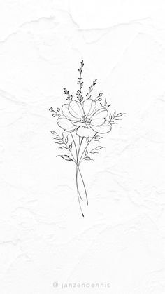 an ink drawing of flowers on paper