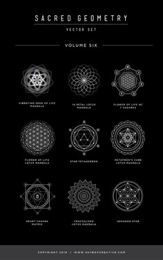 the sacred symbols and their meanings are shown in this black background with white text that reads sacred