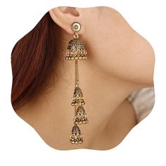 PRICES MAY VARY. Material：alloy Size: Length:3.93in Width: 0.59in Color: Gold Occasion:vintage indian dangle bells ethnic earrings are perfect for a variety of events,wedding，vintage Victorian style balls, Christmas parties, formal parties, cocktail parties, weddings, retro 22s Great Gatsby parties,birthday parties and anniversaries If you have any question about this choker please feel free to contact me boho drop dangle ethnic bells tassel earrinsg Desi Jewelry, Earrings Jhumka, Layered Earrings, Gold Earrings Indian, Formal Parties, Great Gatsby Party, Long Gold Earrings, Earrings Indian, Vintage Bollywood