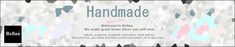 the website for handmade is displayed on a white background with black and blue triangles