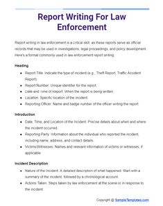 a paper with the words report writing for law enforcement