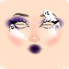 Graphic Halloween Makeup, Boceto Makeup Egirl, Creative Makeup Ideas Art Inspiration, Makeup Halloween Ideas Creative, Halloween Makeup Ghost, Halloween Aesthetic Makeup, Halloween Makeup Ideas Creative