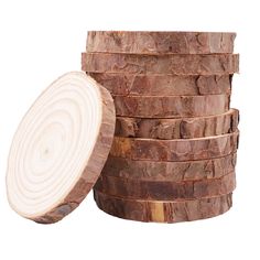 a stack of wood slices sitting next to each other