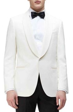 Shawl Collar Blazer  Wedding Coat for Men in Off-White  Dinner Party Coat with Contrast Lapel for Men Blazer Detail- Color- off white Material- Imported, premium Make a bold statement with this stunning men's off white blazer. Crafted from high-quality materials, this blazer offers both style and comfort, making it the perfect choice for any occasion. Its slim fit cut and sleek design create a sharp and confident look that's sure to turn heads. The blazer features a classic notched lapel, 1-butt Classic Long Sleeve Tuxedo For Wedding, Classic Long Sleeve Wedding Tuxedo, White Tailored Suits For Ceremony, White Fitted Tuxedo For Ceremony, White Fitted Blazer For Ceremony, White Notch Lapel Suit For Ceremony, White Notch Lapel Suits For Ceremony, White Tailored Blazer For Ceremony, Cream Long Sleeve Tuxedo For Formal Occasions