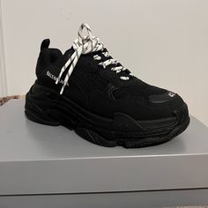 Balenciaga Triple S Mesh Runner Sneakers These Are Size 42 (9) In Mens Brand New Never Used Only Tried On Once Bought Originally From Neiman Marcus $1100 Obo No Low Ballers If This Ad Is Up It's Still Available Im Just Trying To Get My Money Back Since It Wasn't Put To Use. Black Leather Chunky Sneakers With Boost Midsole, Black Low-top Chunky Sneakers With Branded Insole, Black Chunky Sneakers With Branded Insole For Streetwear, Black High-top Chunky Sneakers With Studded Outsoles, Black Chunky Lace-up Sneakers With Boost Midsole, Black Lace-up Chunky Sneakers With Boost Midsole, Black Low-top Platform Sneakers With Branded Heel Counter, Designer Platform Sneakers With Round Toe For Streetwear, Black Lace-up Sneakers With Branded Heel Counter