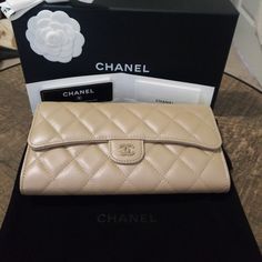 Chanel Caviar Iridescent Large Long Wallet,Used Once. Just Like New Condition. Come With Box, Ribbon, Camellia, Dust Bag, Authentication Card And Gold Chain.(Chain Is Not Original) Box Ribbon, Chanel Caviar, Chanel Bags, Long Wallet, Gold Chain, Gold Chains, Dust Bag, Chanel, Bag Lady