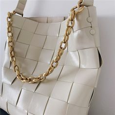 Free U.S. shipping. Style: Commuting , color:White, suite for season：Spring, Summer, Autumn, Winter ，Anniversary, Date, Going out, Hanging out, Material Genuine Leather, White Leather Woven Bucket Bags Gold Chain Winter Anniversary, Bucket Bags, Leather Weaving, Green Leather, Hanging Out, White Leather, Season Spring, Gold Chain, Gold Chains