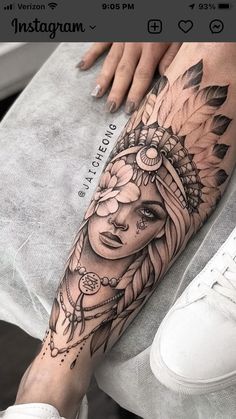 Native American Tattoos, Tattoo Trend, Disney Tattoo, Geniale Tattoos, Leg Tattoos Women, Indian Tattoo, American Tattoos, Sleeve Tattoos For Women, Pattern Tattoo