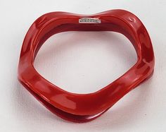 Vintage 60s Red Lucite Bangle Bracelet Wavy 8" Set Of 2 Taiwan Republic Of China  | eBay