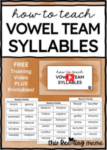 a poster with the words how to teach vovel team syllables on it